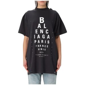 Balenciaga - T-shirt - Zwart - Katoen - Korte Mouwen en Ronde Hals