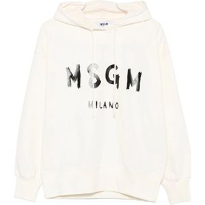 Msgm, Dames, Sweatshirts & Hoodies, Wit, Maat: M Katoen,