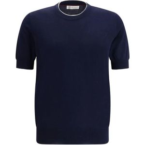 Brunello Cucinelli, Heren, Tops, Blauw, Maat: XL Katoen,