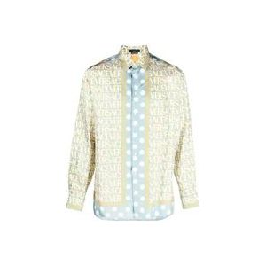 Versace Informeel overhemd met `Baroque` stippen , Blue , Heren , Maat: M
