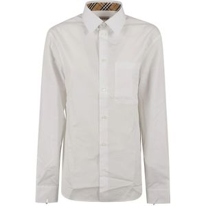 Burberry, Heren, Overhemden, Wit, Maat: M Katoen,