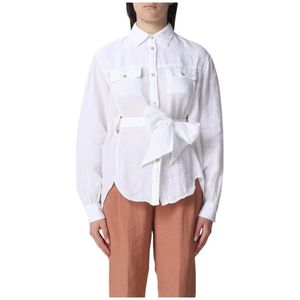 Fay, Dames, Blouses & Shirts, Wit, Maat: L Linnen,