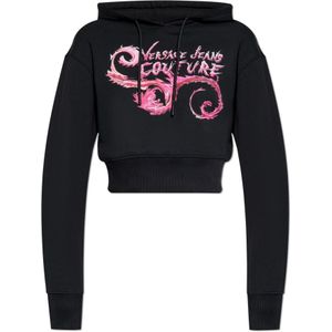 Versace Jeans Couture, Dames, Sweatshirts & Hoodies, Zwart, Maat: S Katoen,