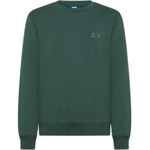 Sun68 - Katoenen Sweatshirt - Groen - Met Geborduurd Logo