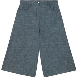 Oltre, Dames, Korte broeken, Blauw, Maat: S Linnen,