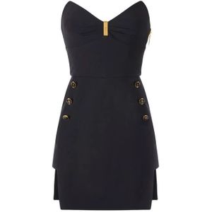 Elisabetta Franchi, Dames, Jurken, Zwart, Maat: S Leer,