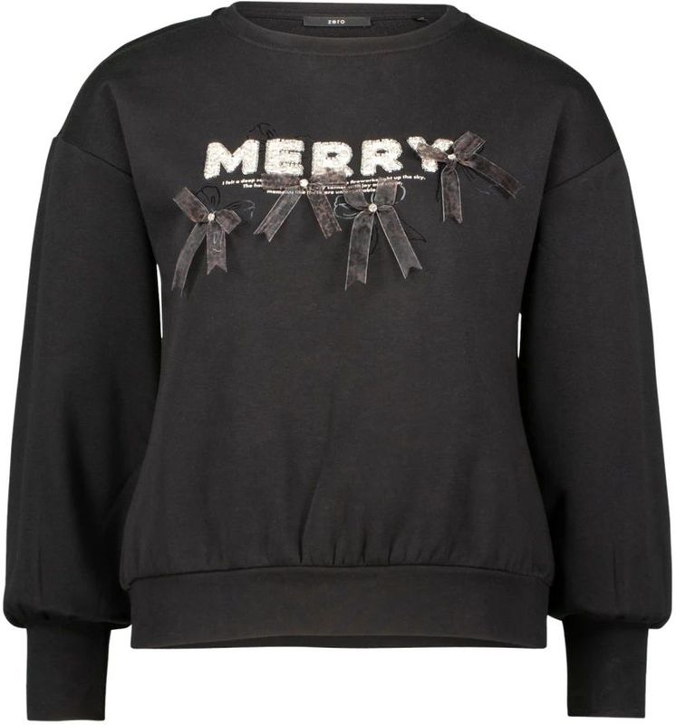 Sweatshirt met statementprint en siersteentjes