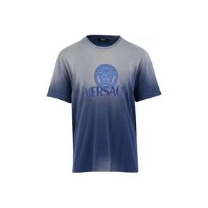 Versace Medusa Logo Tie-Dye T-Shirt , Blue , Heren , Maat: L