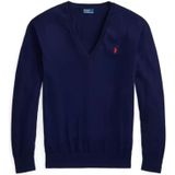 POLO RALPH LAUREN - Trui - Blauw - Fijn Tricot - V-hals - Katoen