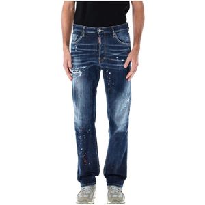 Dsquared2 Donkerblauwe Distressed Jeans Ss25 , Blue , Heren , Maat: M