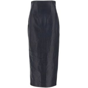 Khaite, Dames, Rokken, Blauw, Maat: 2XS Leer,