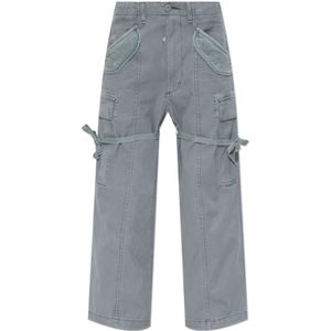 R13, Dames, Broeken, Grijs, Maat: W25 Katoen,