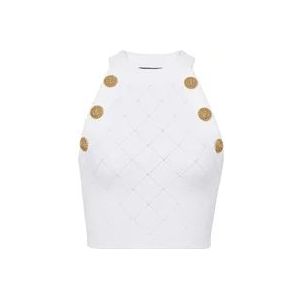 Balmain Mouwloze Top , White , Dames , Maat: M