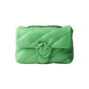 Pinko Mini Love Tas Puff Kleurblok Groen , Green , Dames , Maat: ONE Size