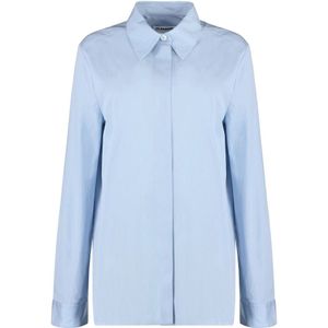 Jil Sander, Dames, Blouses & Shirts, Blauw, Maat: S Katoen,