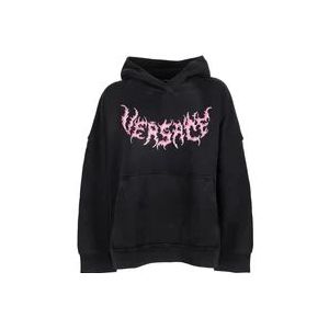 Versace Zwarte hoodie - Regular Fit - 100% katoen , Black , Dames , Maat: 2XS