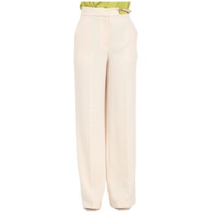Simona Corsellini, Dames, Broeken, Beige, Maat: L Poliester,