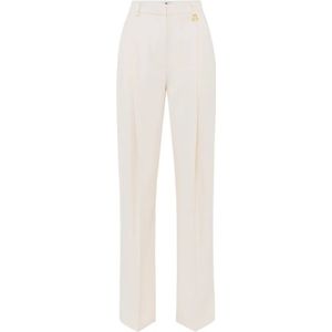 Elisabetta Franchi - Broek - Boter - Crêpe Stof - Wijde Pijpen