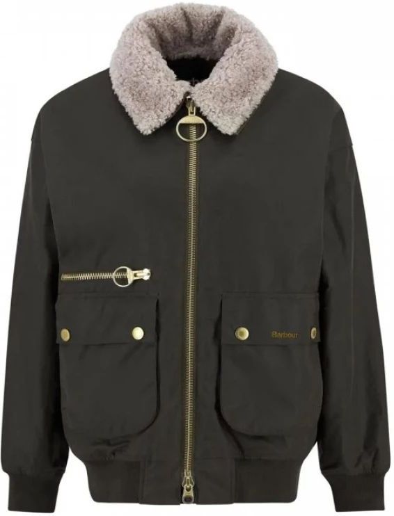 Barbour - Maxine Bomber - Gewaxte Jas - Groen - Dames