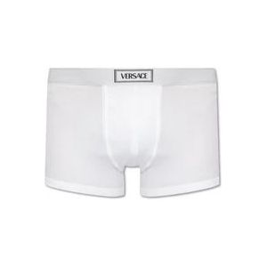 Versace Geribbelde boxershorts met logo , White , Heren , Maat: S