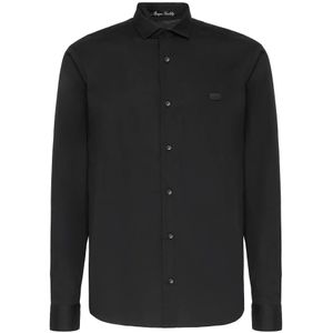 Philipp Plein, Heren, Overhemden, Zwart, Maat: 4XL Katoen,