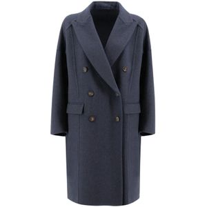 Brunello Cucinelli, Dames, Mantels, Blauw, Maat: XS Kasjmier,