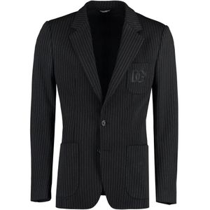 Dolce & Gabbana, Heren, Jassen, Zwart, Maat: S Leer,