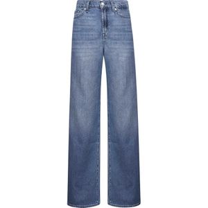 7 For All Mankind - Lotta - Jeans - Blauw - Wijde Pijp - Casual - Katoen