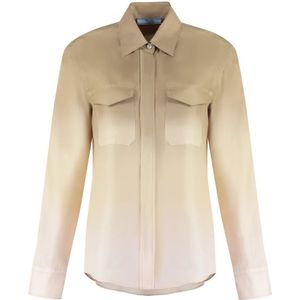 Prada, Dames, Blouses & Shirts, Beige, Maat: XS Zijde,