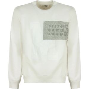MM6 Maison Margiela, Heren, Sweatshirts & Hoodies, Wit, Maat: S Katoen,
