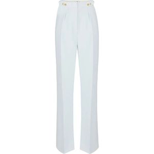 Elisabetta Franchi, Dames, Broeken, Blauw, Maat: XS Leer,