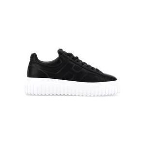 Hogan Gestreepte Leren Sneakers , Black , Heren , Maat: 44 EU