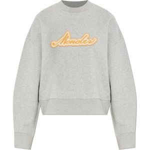 Moncler, Dames, Sweatshirts & Hoodies, Grijs, Maat: XS Katoen,