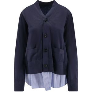 Sacai, Dames, Truien, Blauw, Maat: M Katoen,