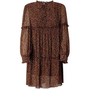 Pepe Jeans, Dames, Jurken, Bruin, Maat: L Poliester,
