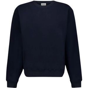 Saint Laurent, Heren, Sweatshirts & Hoodies, Blauw, Maat: M Katoen,