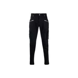 Balmain Zwarte Cargo Broek met Knoopsluitingen en Meerdere Zakken , Black , Heren , Maat: W32