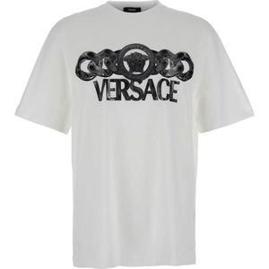 Versace, Heren, Tops, Wit, Maat: S Katoen,