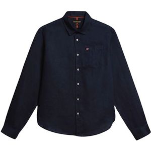 Napapijri - Creton - Overhemd - Blauw - Linnen