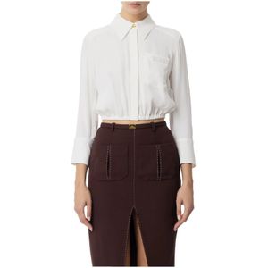 Elisabetta Franchi, Dames, Blouses & Shirts, Beige, Maat: L Viscose,