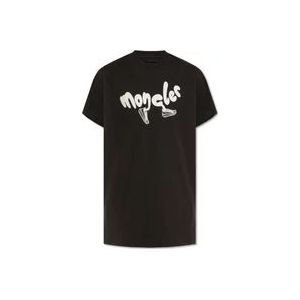 Moncler T-shirt met logo , Black , Heren , Maat: L