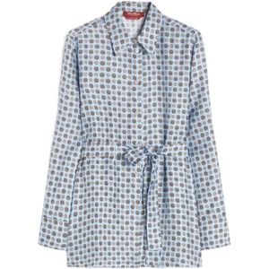 Max Mara Studio, Dames, Blouses & Shirts, Blauw, Maat: 2XS Zijde,