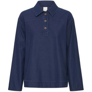 Ichi, Dames, Blouses & Shirts, Blauw, Maat: L Denim,