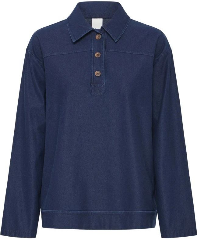 Ichi, Dames, Blouses & Shirts, Blauw, Maat: L Denim,