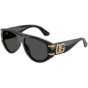 Dolce & Gabbana - Zonnebril - Zwart - Acetaat - Grijze Glazen