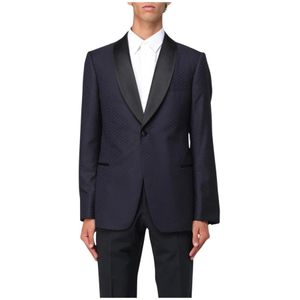 Emporio Armani, Heren, Pakken, Blauw, Maat: L Leer,