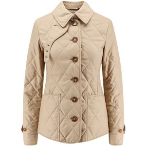 Burberry Gewatteerde jas met ruitvoering , Beige , Dames , Maat: L