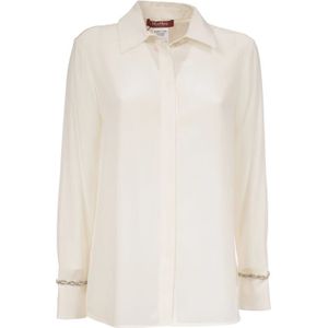Max Mara Studio, Dames, Blouses & Shirts, Wit, Maat: XL Zijde,
