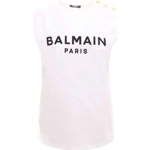 Balmain Mouwloze witte top luxe mode , White , Dames , Maat: XS