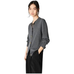 Bottega Veneta, Dames, Truien, Grijs, Maat: M Wol,